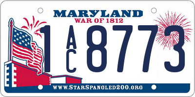 MD license plate 1AC8773