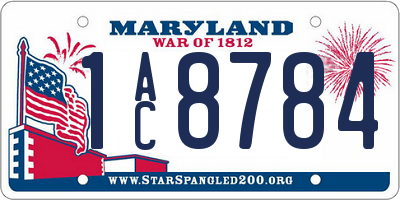 MD license plate 1AC8784
