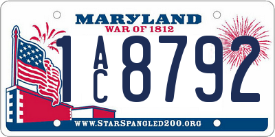 MD license plate 1AC8792
