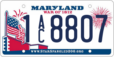 MD license plate 1AC8807