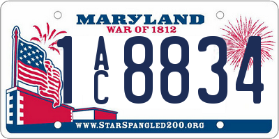 MD license plate 1AC8834