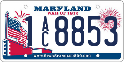 MD license plate 1AC8853