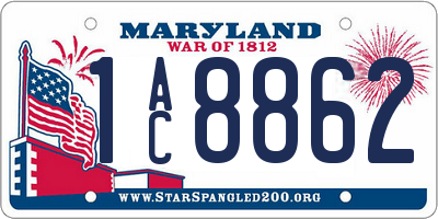 MD license plate 1AC8862