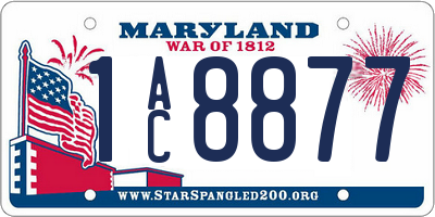 MD license plate 1AC8877