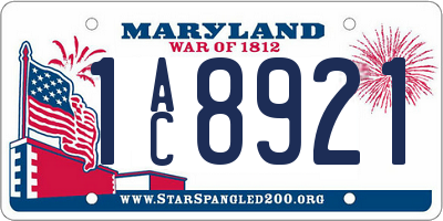 MD license plate 1AC8921
