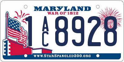 MD license plate 1AC8928