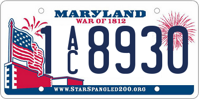 MD license plate 1AC8930
