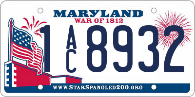 MD license plate 1AC8932