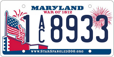 MD license plate 1AC8933