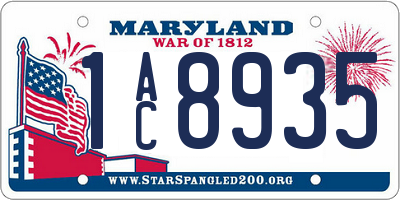 MD license plate 1AC8935