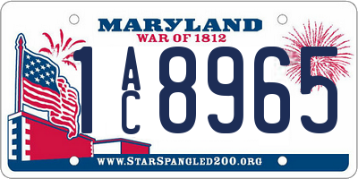 MD license plate 1AC8965