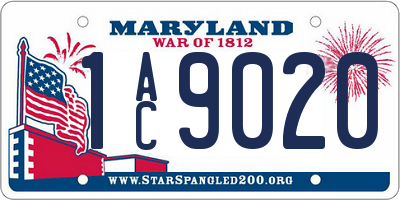 MD license plate 1AC9020