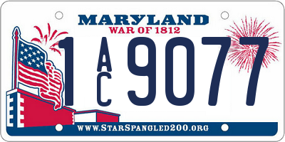 MD license plate 1AC9077