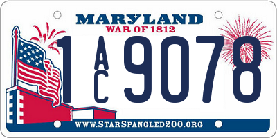 MD license plate 1AC9078