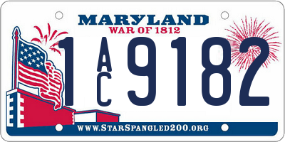MD license plate 1AC9182
