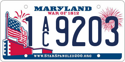 MD license plate 1AC9203
