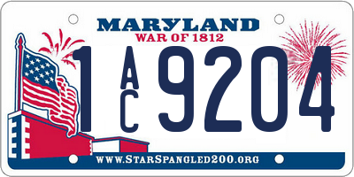 MD license plate 1AC9204
