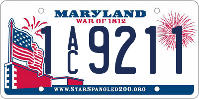 MD license plate 1AC9211