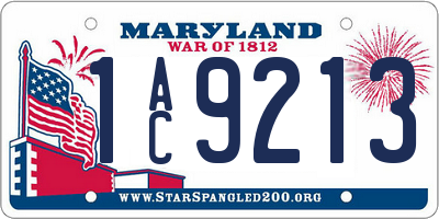 MD license plate 1AC9213