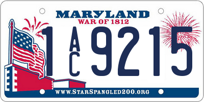 MD license plate 1AC9215