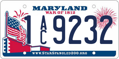 MD license plate 1AC9232