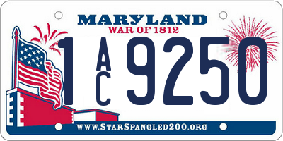MD license plate 1AC9250