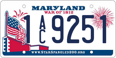 MD license plate 1AC9251