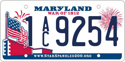 MD license plate 1AC9254