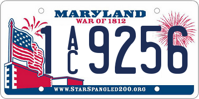 MD license plate 1AC9256