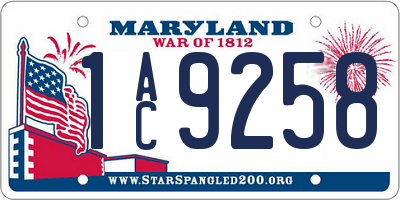 MD license plate 1AC9258