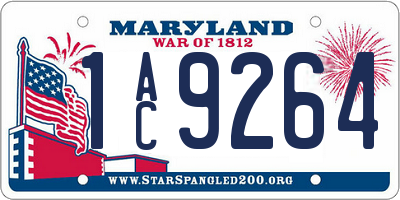 MD license plate 1AC9264