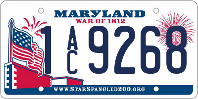 MD license plate 1AC9268