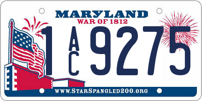 MD license plate 1AC9275