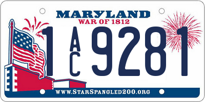 MD license plate 1AC9281