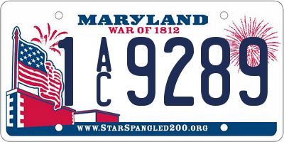 MD license plate 1AC9289