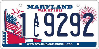 MD license plate 1AC9292