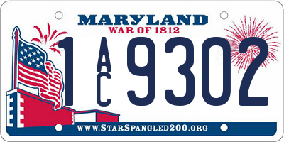 MD license plate 1AC9302