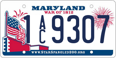 MD license plate 1AC9307