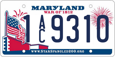 MD license plate 1AC9310
