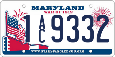 MD license plate 1AC9332