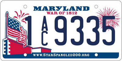 MD license plate 1AC9335