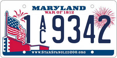 MD license plate 1AC9342