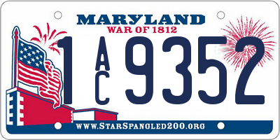 MD license plate 1AC9352