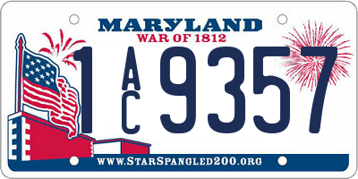 MD license plate 1AC9357