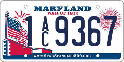 MD license plate 1AC9367