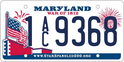 MD license plate 1AC9368