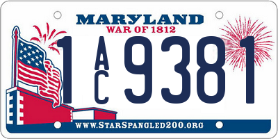 MD license plate 1AC9381