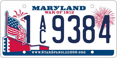 MD license plate 1AC9384