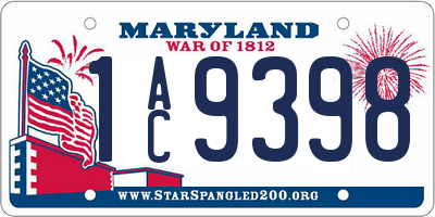 MD license plate 1AC9398