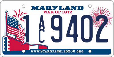 MD license plate 1AC9402